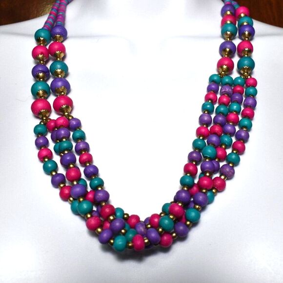 Womens Colorful Multi Layered Beaded Necklace - Picture 6 of 6